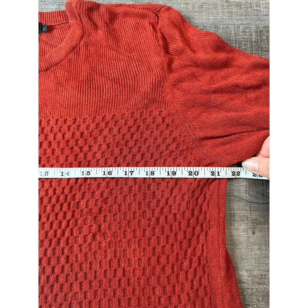 SAINT + SOFIA Honeycomb Rib Knit 3/4 Sleeve Sweater Amber Orange Large - Picture 5 of 8
